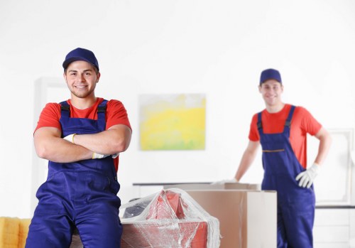 Professional commercial movers handling office furniture in Kingston