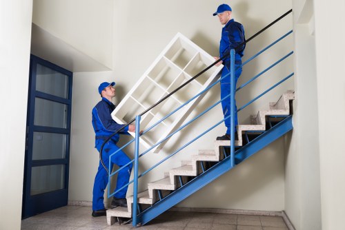 Moving team planning safe removal at customer property